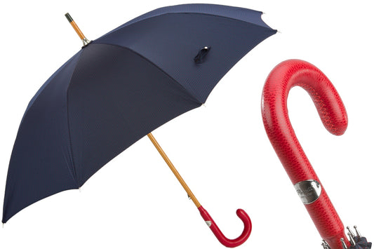 Bespoke Umbrella, Red Leather Handle