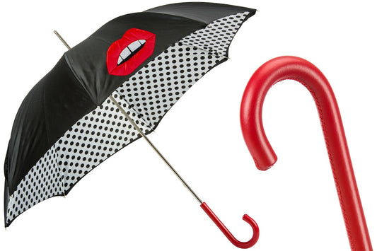 Mouth Umbrella with Polka Dots Interior, Double Cloth