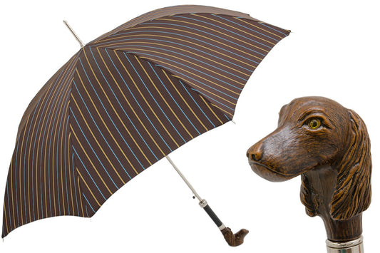 Striped Umbrella with Dog Handle