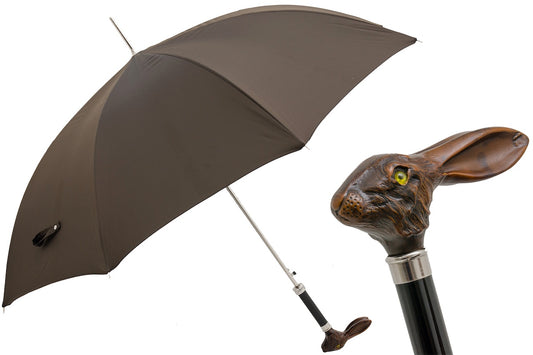 Brown Umbrella with Rabbit Handle