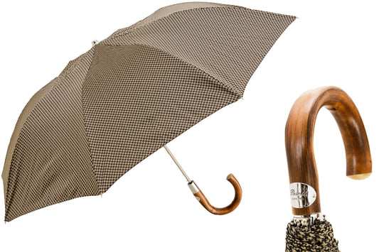 Pied de Poule Mens Folding Umbrella