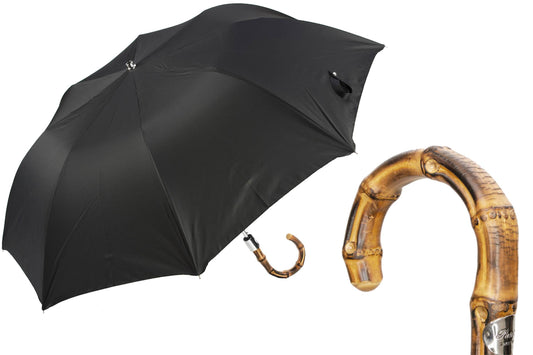 Folding Black Umbrella and Whangee Handle