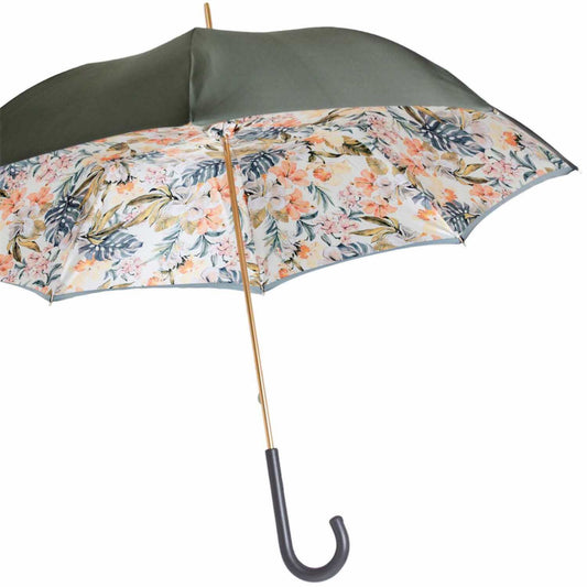 Grey Umbrella With Flowers On The Inside