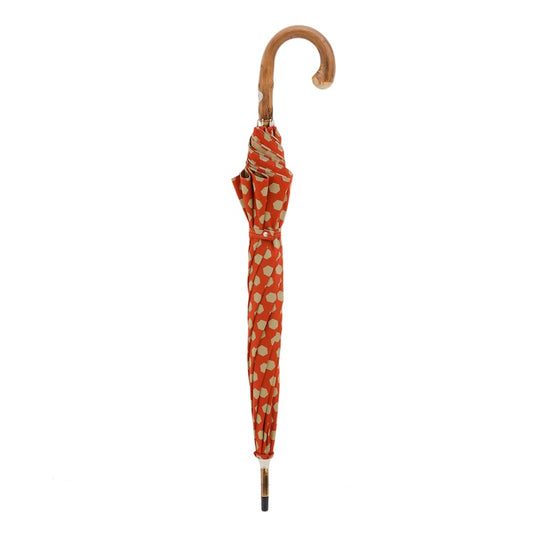 Hexagon Print Fabric Umbrella, Chestnut Handle