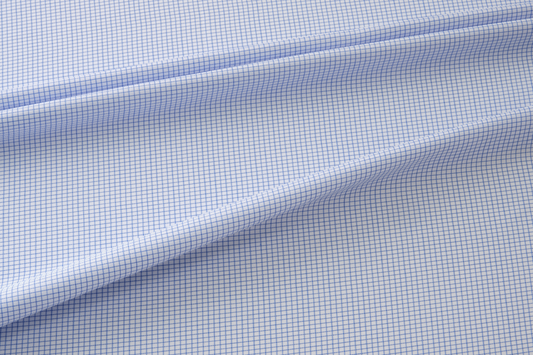 Cotton Shirt - Light Blue Small Thin Check