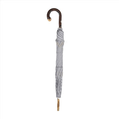 Black and White Patterned Umbrella with Natural Chestnut Handle