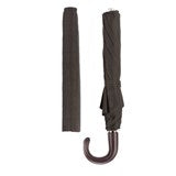 Brown Check Umbrella with Leather Handle