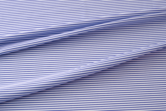 Cotton Shirt - White with Dark Blue Stripe