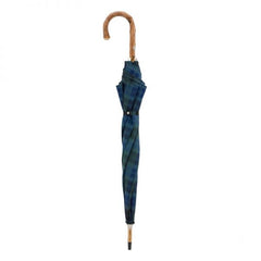 Blue Check Umbrella with Wooden Handle