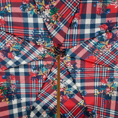 Classic Navy Umbrella with Stripes and Flowers