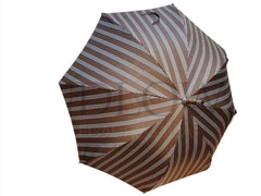 Brown Umbrella with Grey Stripes and Deer Horn Handle