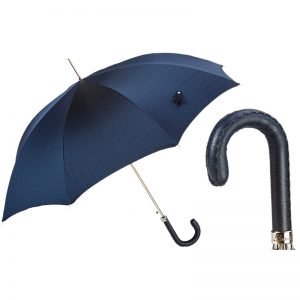 Gents Umbrella with Navy Leather Handle