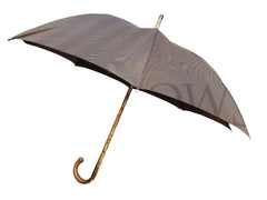 Brown/Ecru Striped Umbrella with Hickory Handle