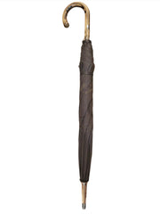 Brown/Ecru Striped Umbrella with Hickory Handle