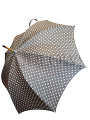 Brown Umbrella with White Dots and Malacca Handle