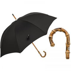 Black Umbrella with Bamboo Handle