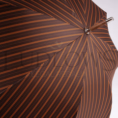 Brown Umbrella with Orange Stripes and Ostrich Leather Handle